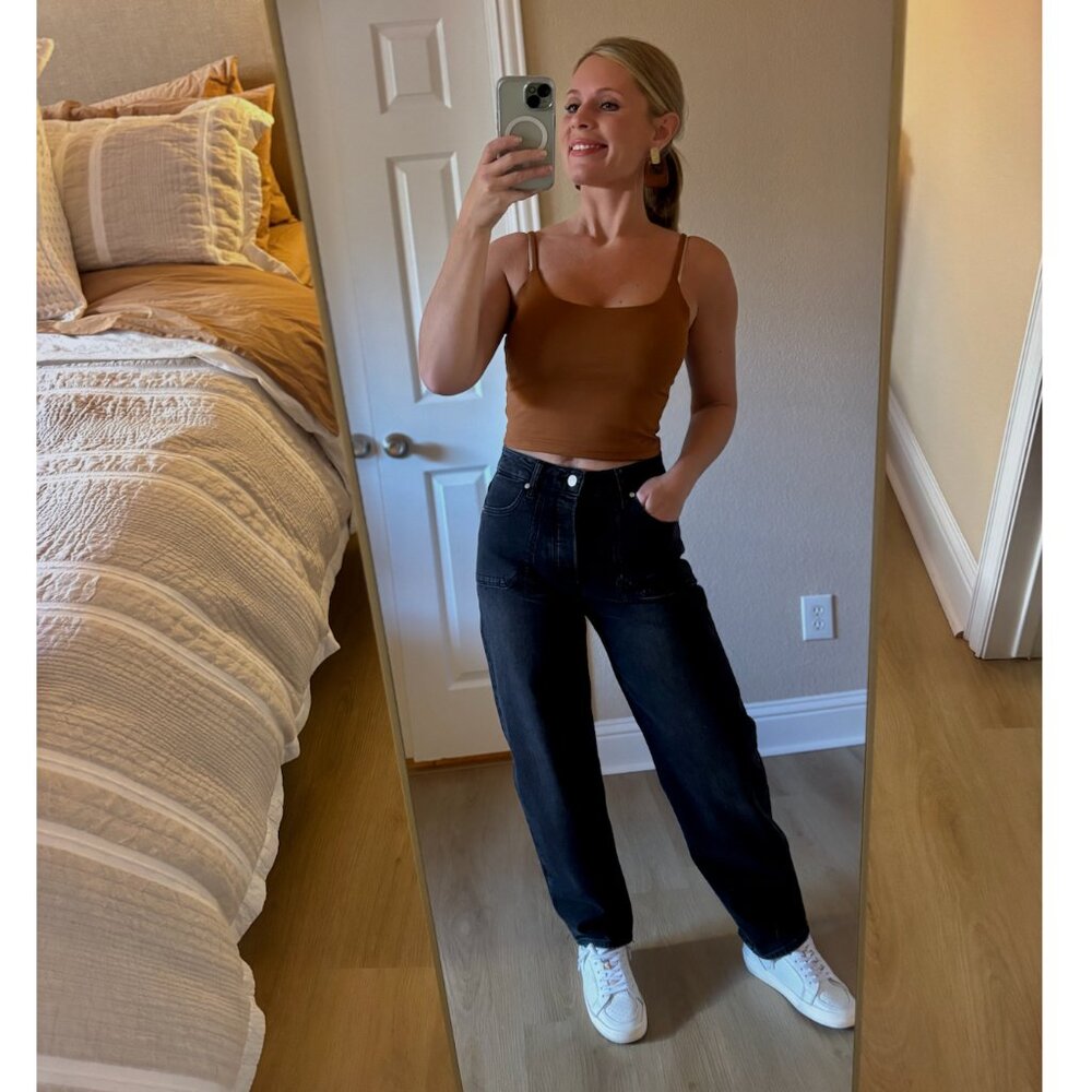 Paige Alexis Black Cropped Jeans motified barrel jean - Picture 8 of 12